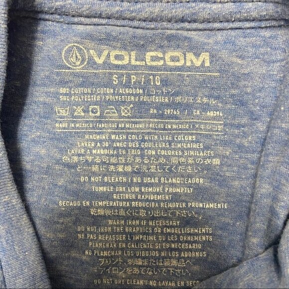 VOLCOM Heathered Blue Tee Shirt Size Small - Picture 2 of 2